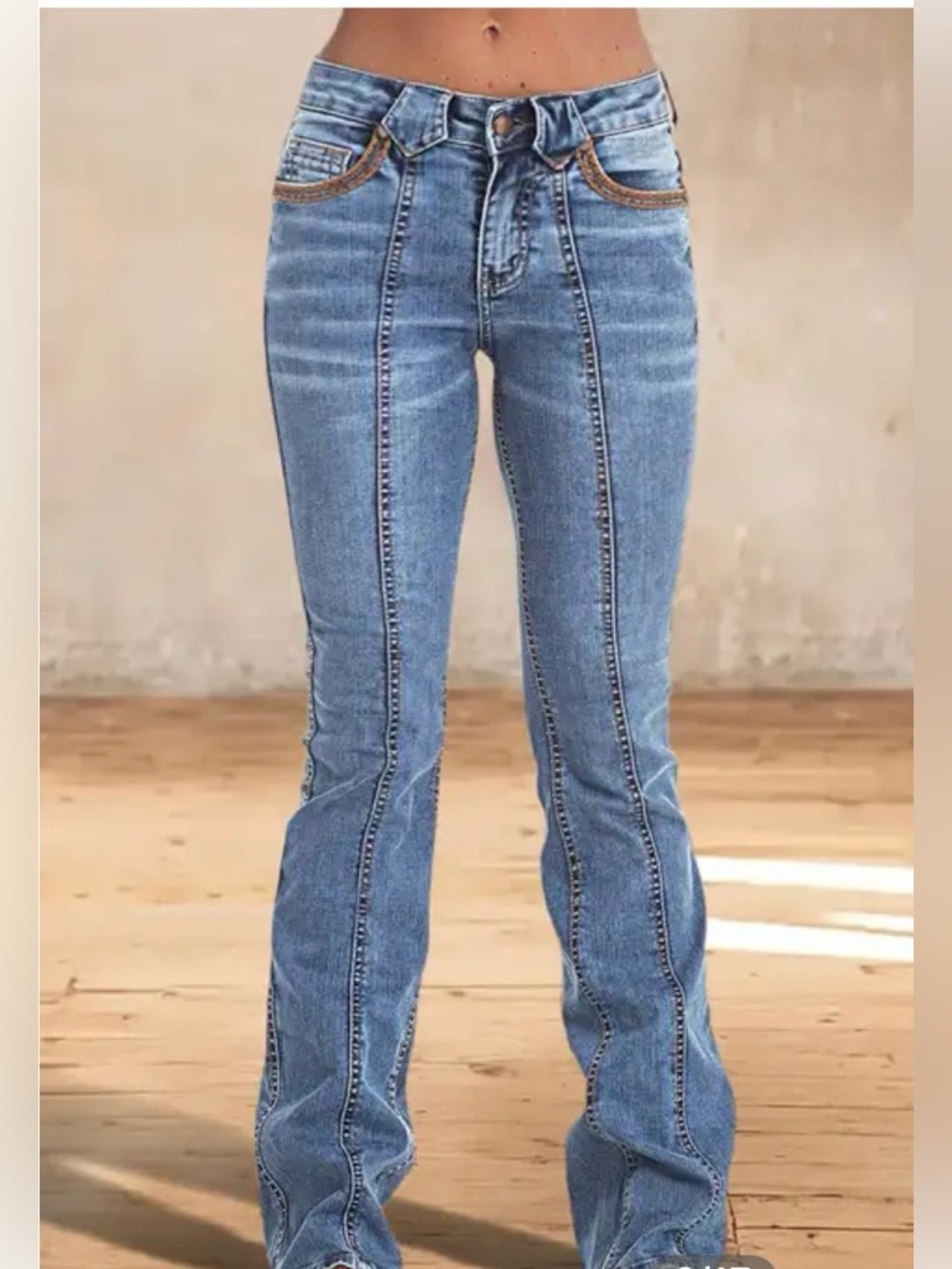 High-Rise Light Blue Flare Jeans for Women